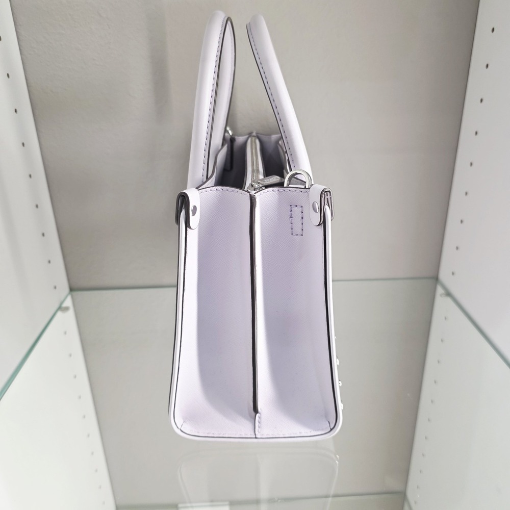 MICHAEL KORS MAPLE STUD OPTIC LAVANDER LEATHER MEDIUM SATCHEL BAG - Picture 6 of 10